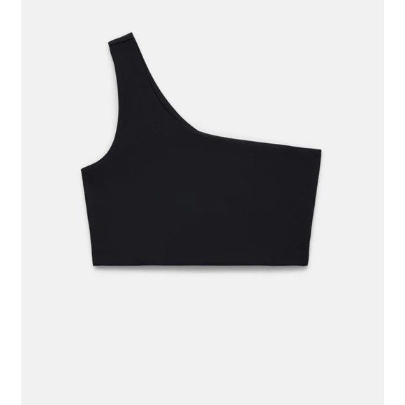 Girlfriend Collective// Black Bianca One Shoulder Bra - Picture 1 of 7